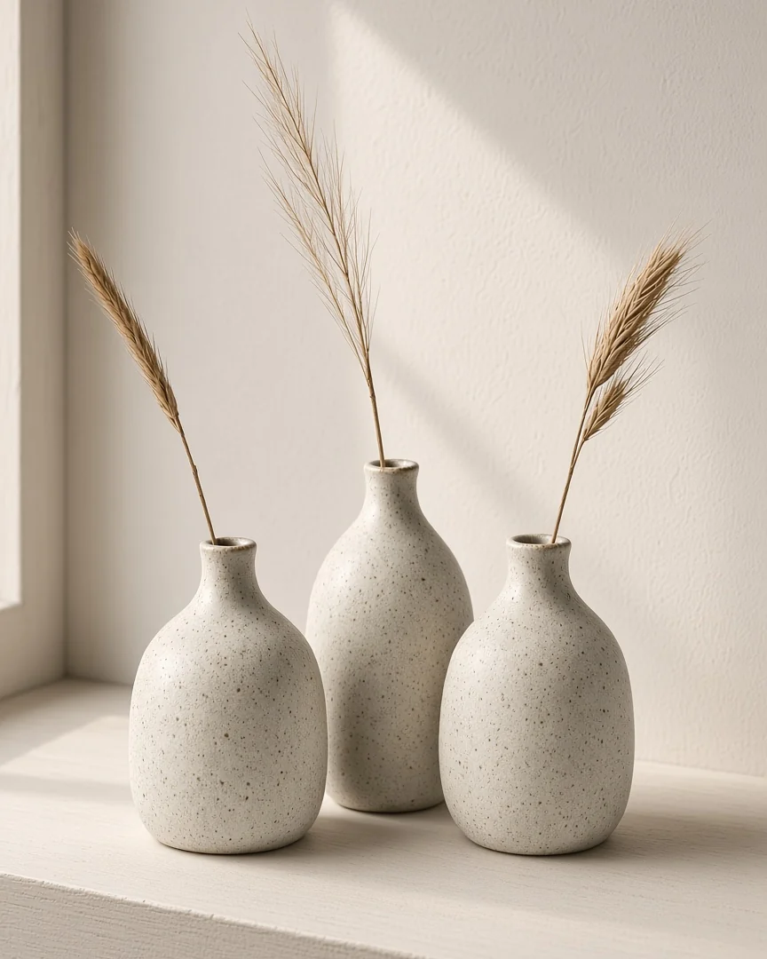 Speckled Bud Vase Set, in a room setting