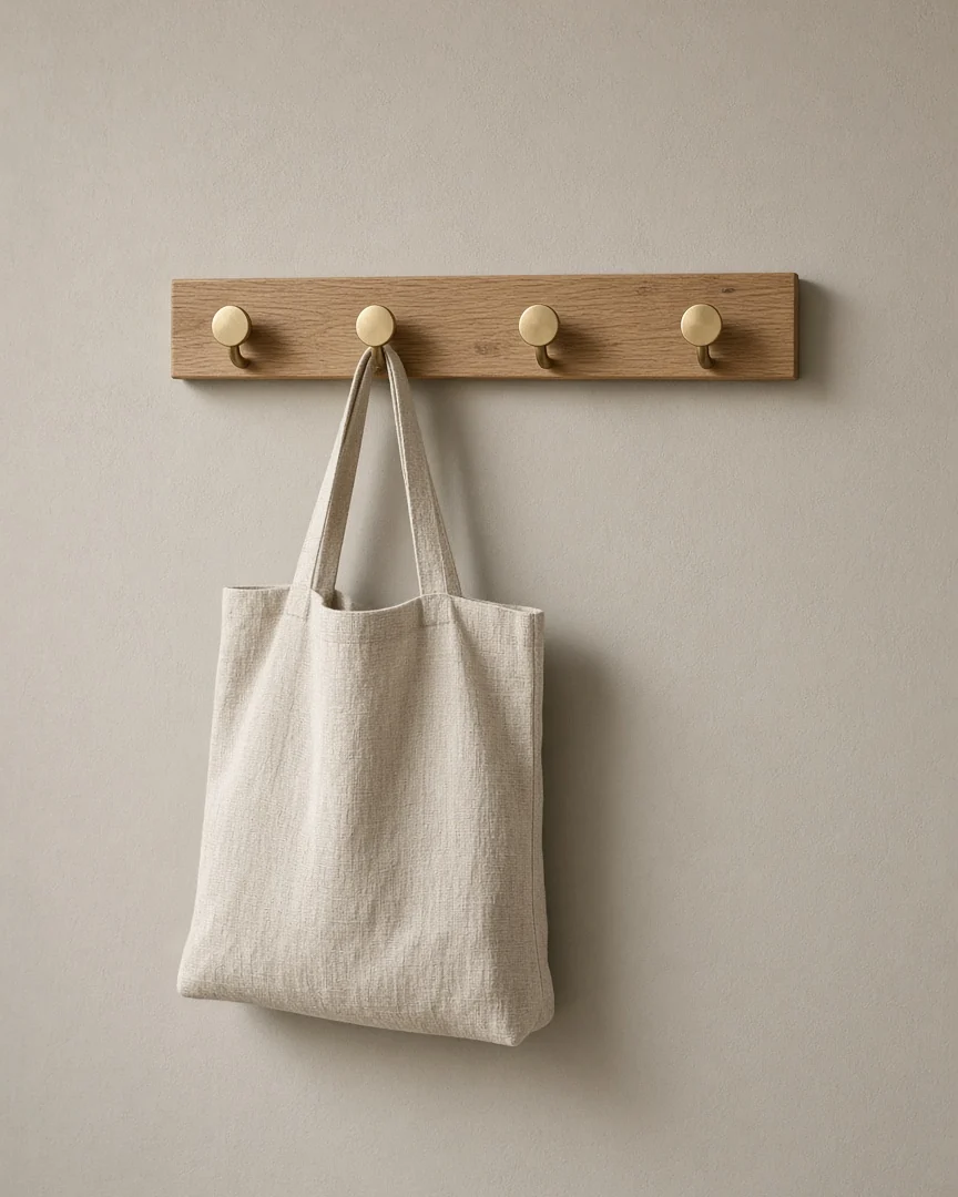 Oak & Brass Hook Rail